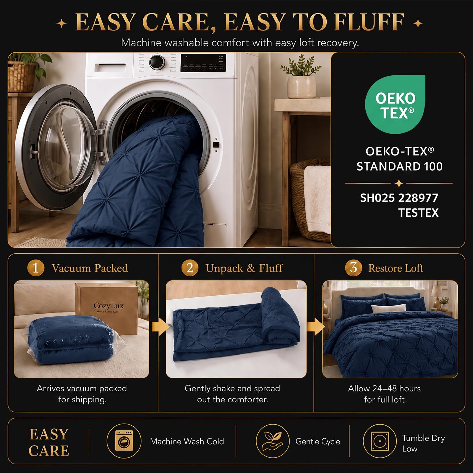 CozyLux emballage compressé vacuum et étapes simples pour regonfler