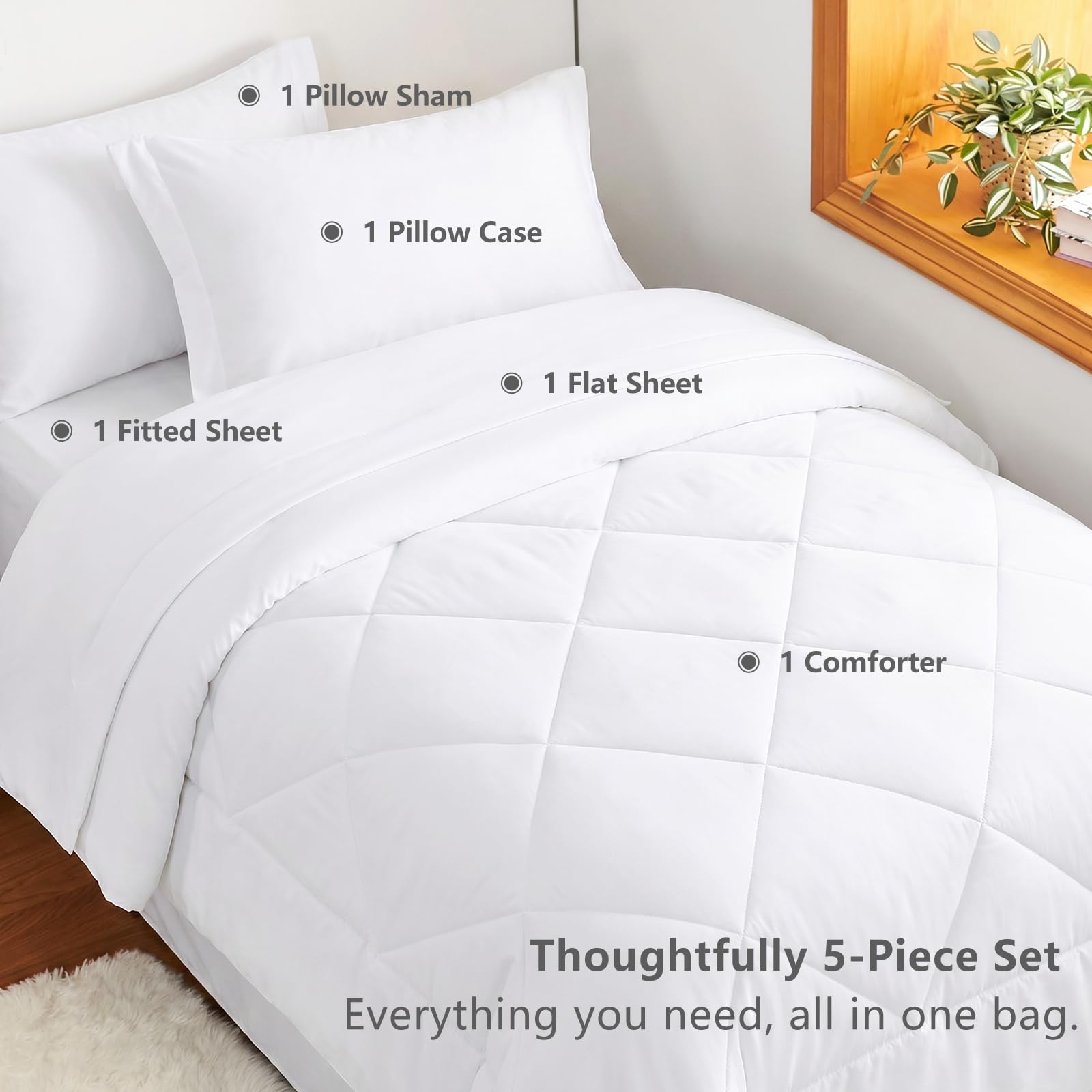 CozyLux ensemble 5 pièces déplié montrant tout le contenu prêt à l'usage
