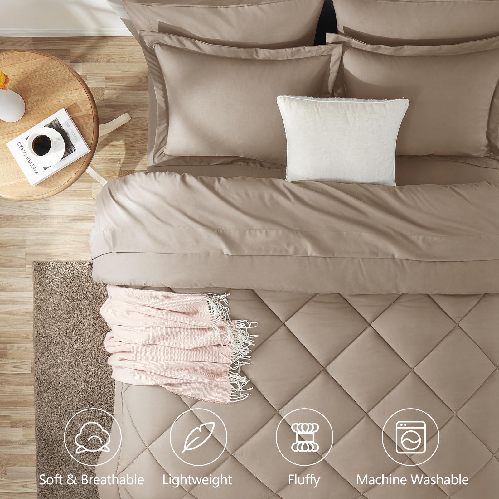 CozyLux ensemble 7 pièces plié dans une boîte prêt à installer, gain de temps