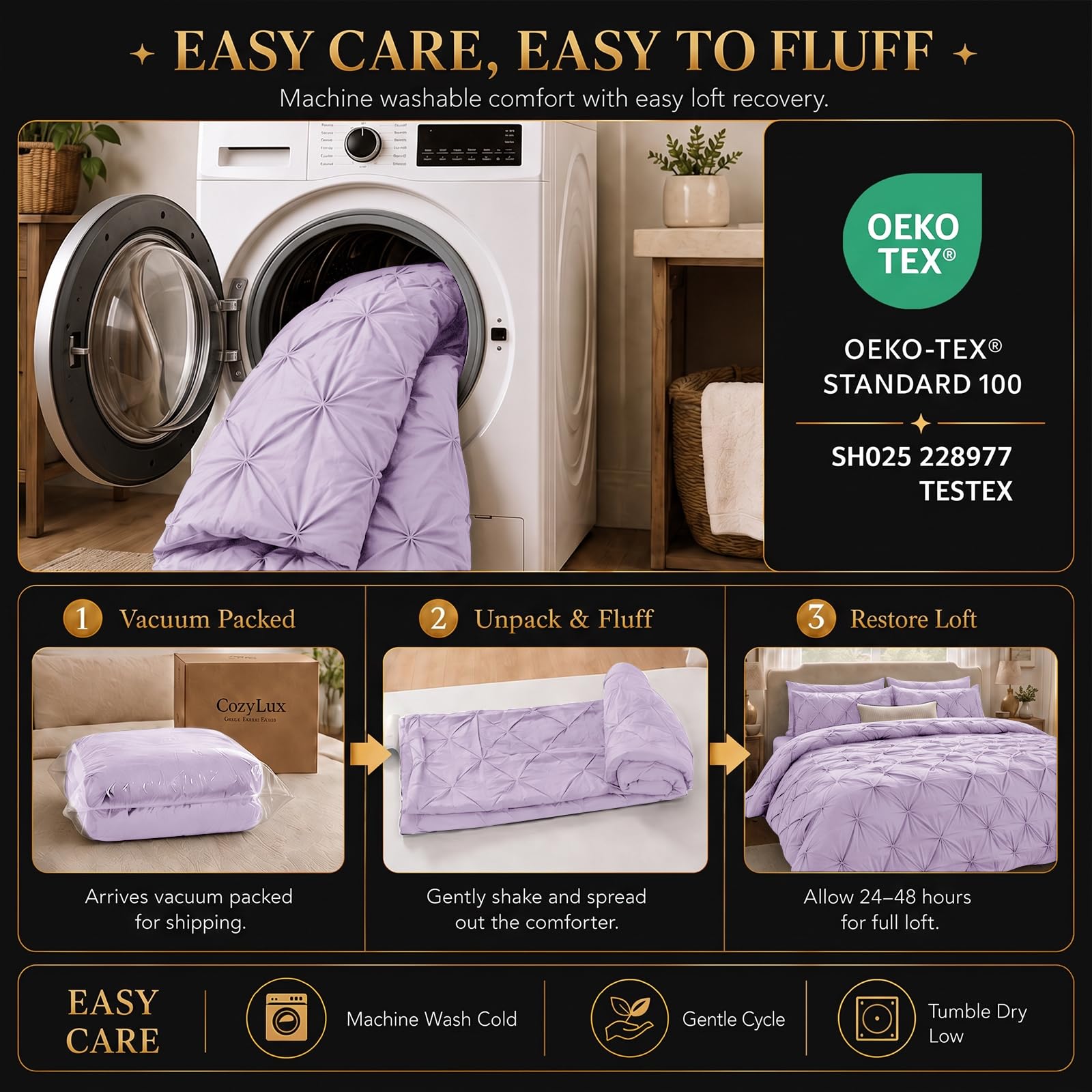 CozyLux plan lifestyle déco lavande donnant une ambiance relaxante