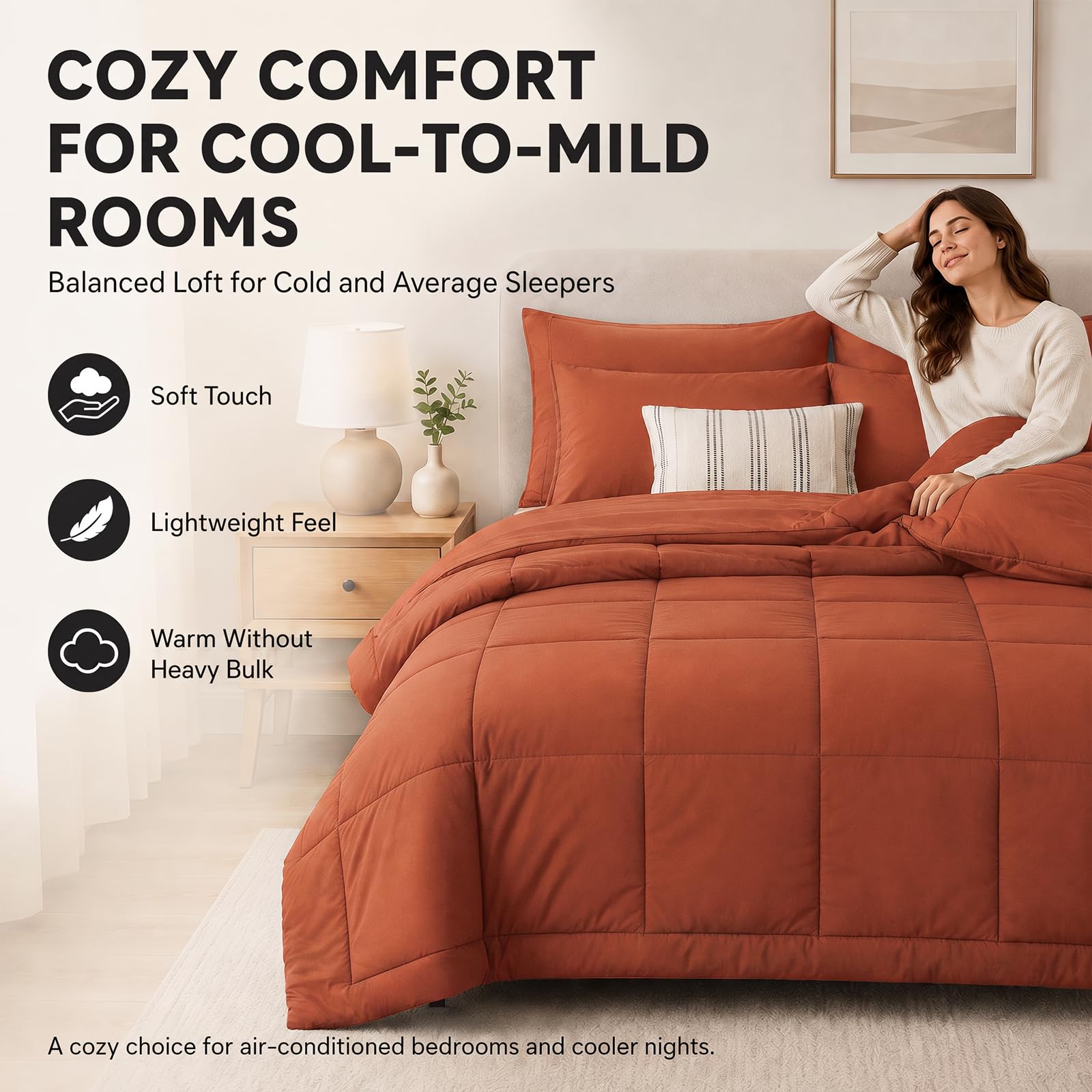 CozyLux lit complet en situation, ensemble 7 pièces coordonné