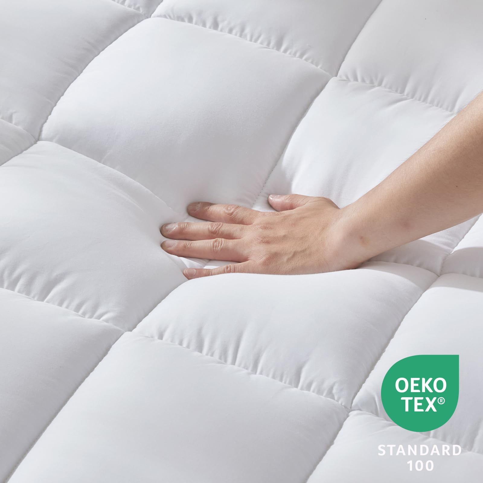 CozyLux surmatelas posé sur matelas Queen, améliore confort instantanément