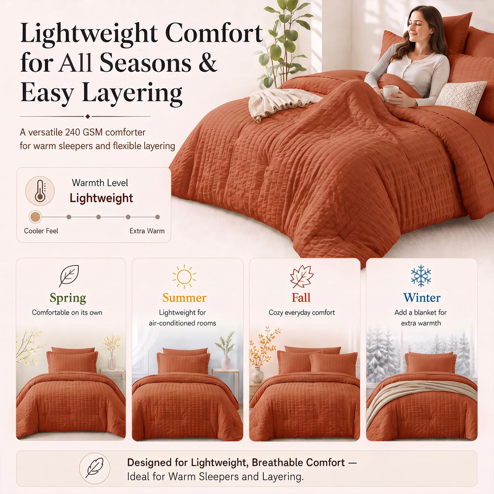 CozyLux parure installée dans chambre stylée, ambiance cosy orange brûlé