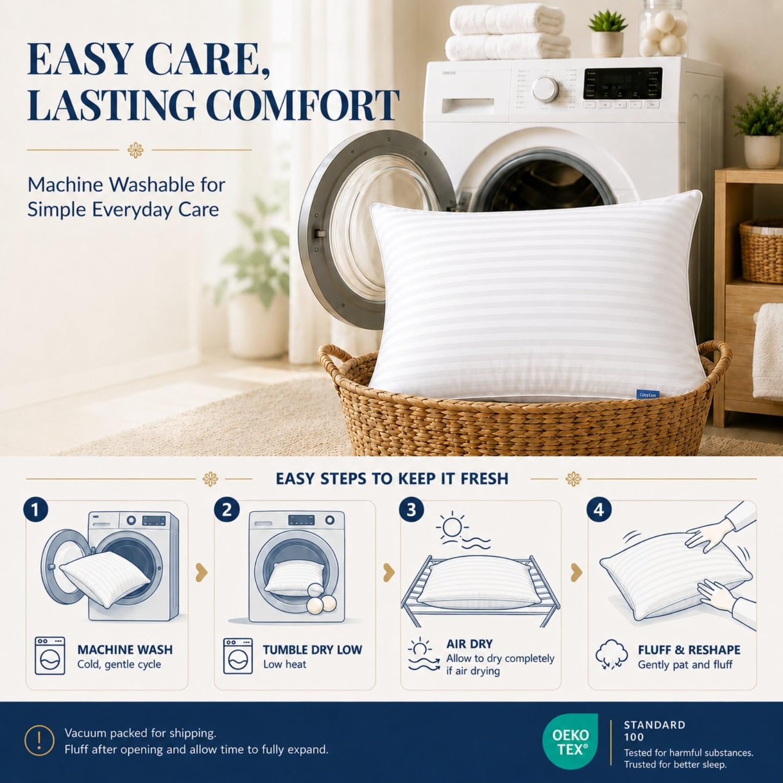 CozyLux ensemble compressé sous vide montrant emballage compact pratique