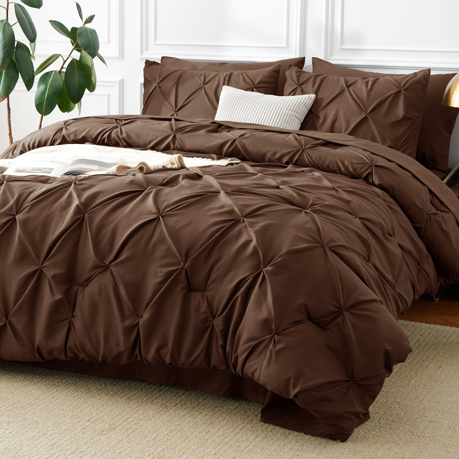 CozyLux vue face avant comforter king marron élégance instantanée