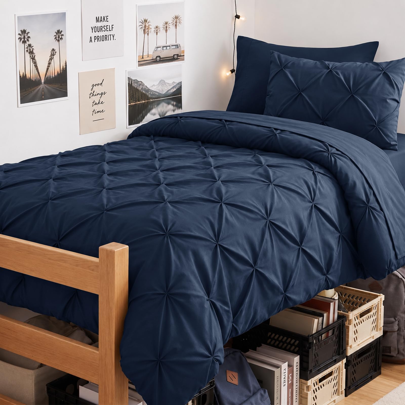 CozyLux parure Twin XL face avant montrant style Navy et gain de confort