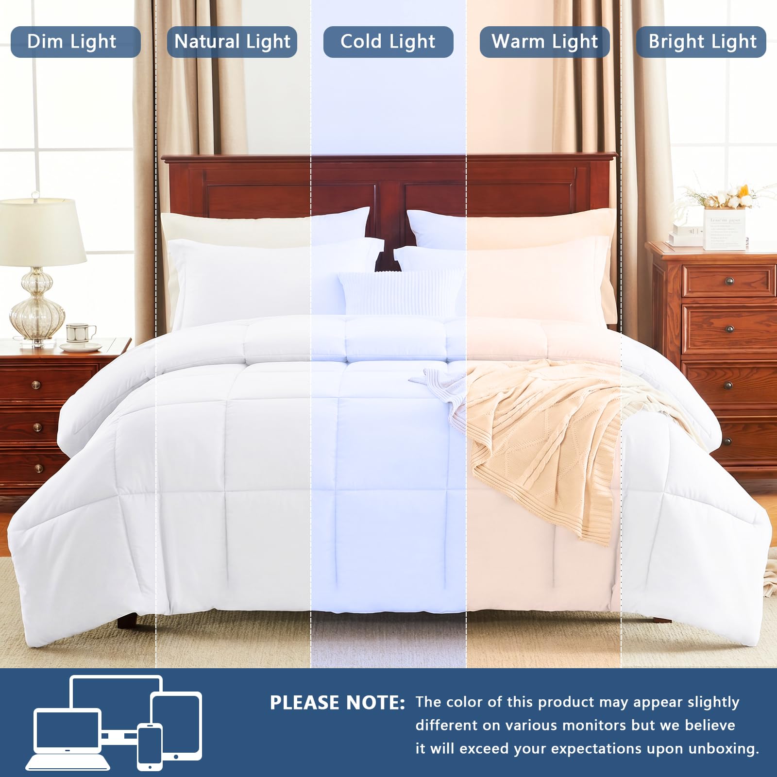 CozyLux chambre au style minimal montrant la courtepointe intégrée au décor