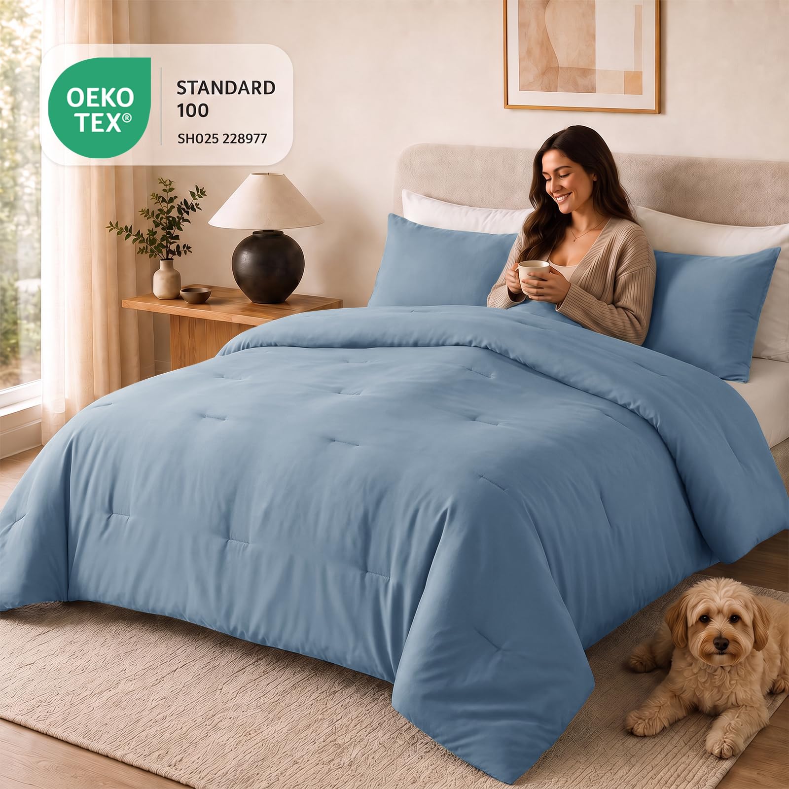 CozyLux deux taies 20x26 posées sur lit pour oreillers standards