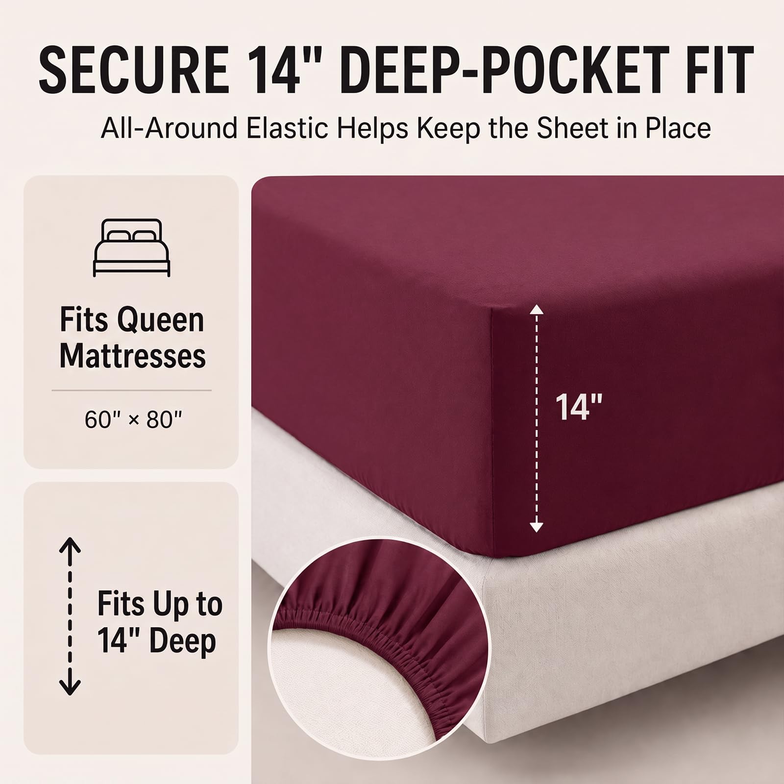 CozyLux drap plat et quatre taies assorties donnant un ensemble harmonieux