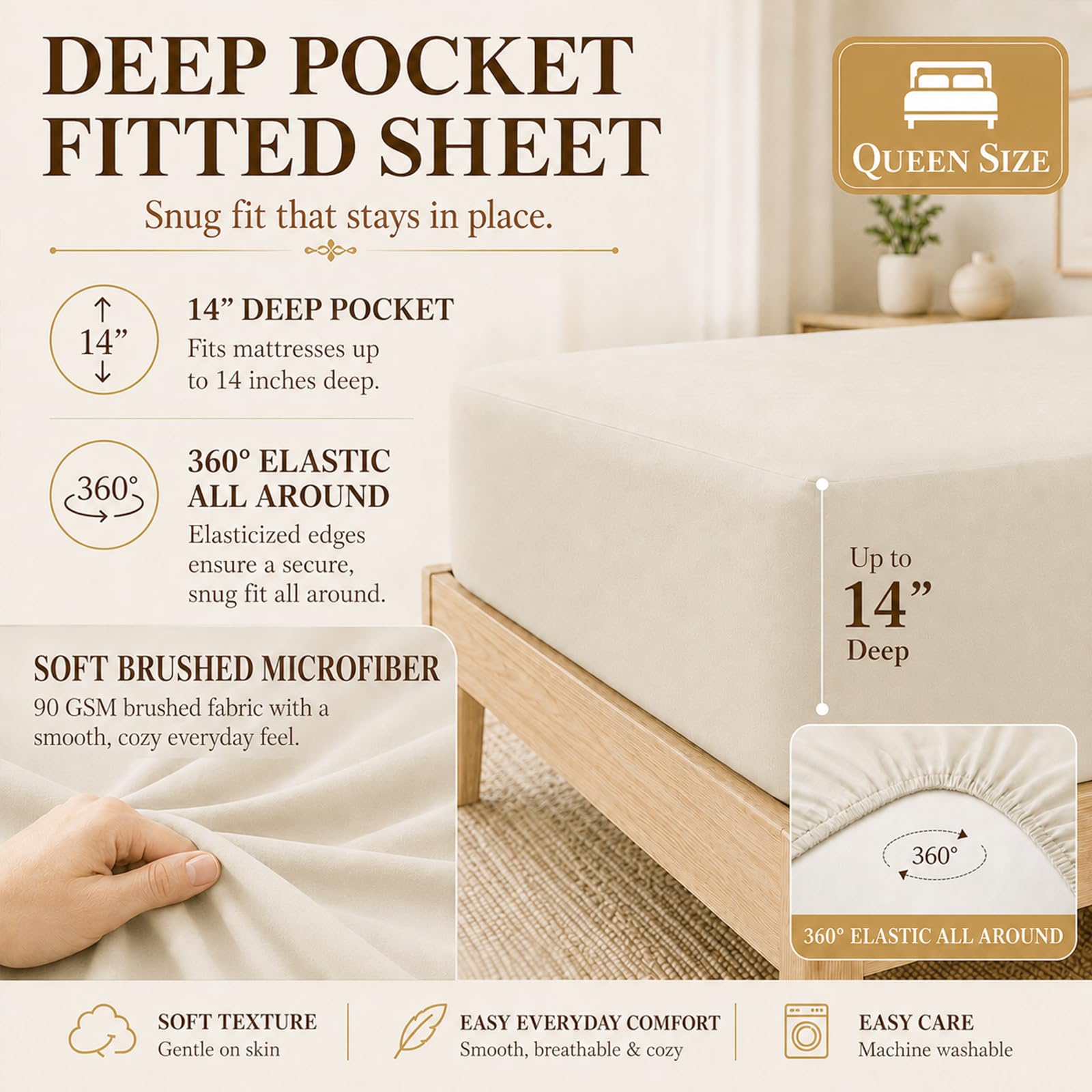 CozyLux taies et drap plat pliés montrant coordination et préparation facile du lit