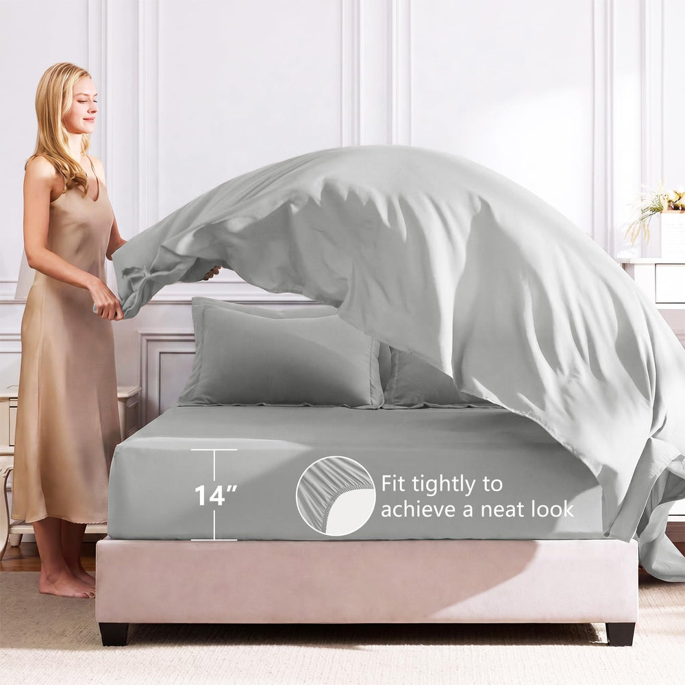 CozyLux taies et housses assorties en gris clair pour coordination facile