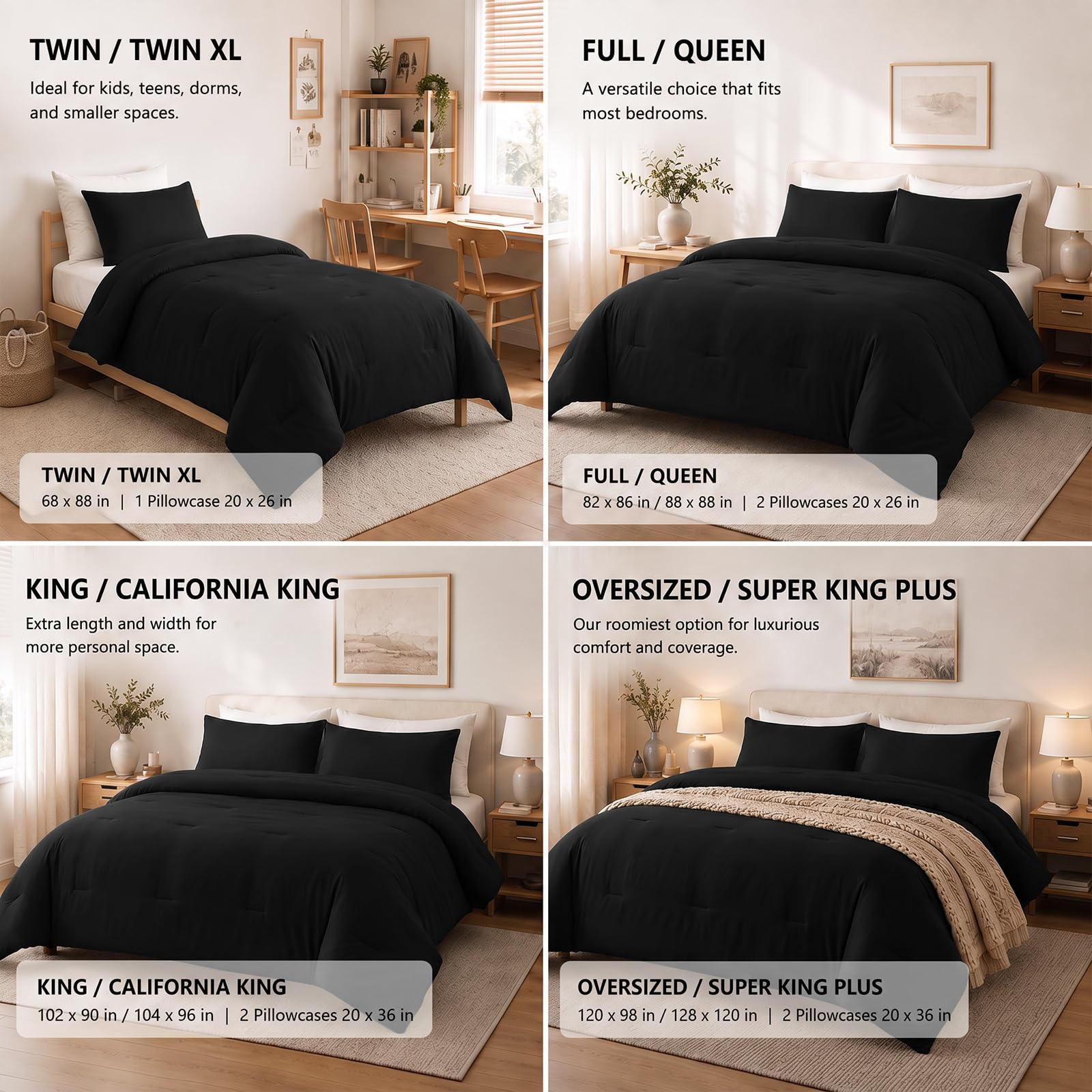 CozyLux deux taies king 20x36 posées pour confort d'oreiller