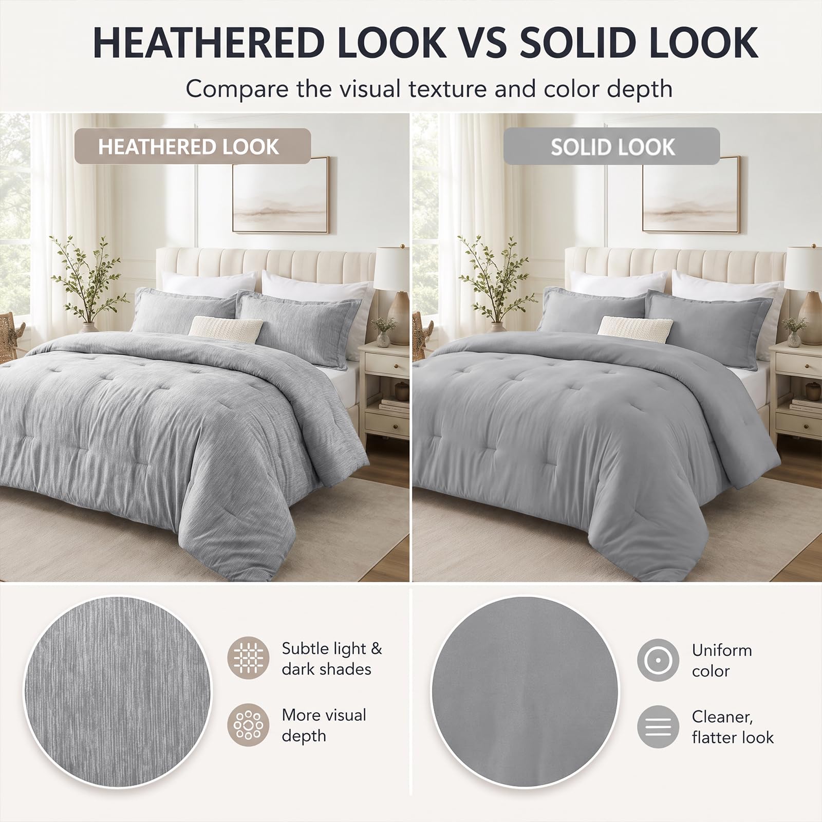CozyLux texture heathered gros plan, douceur et surface texturée
