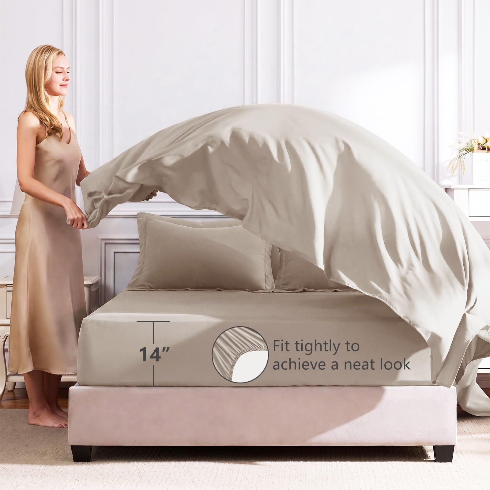 CozyLux texture microfibre brossée illustrant douceur et respirabilité