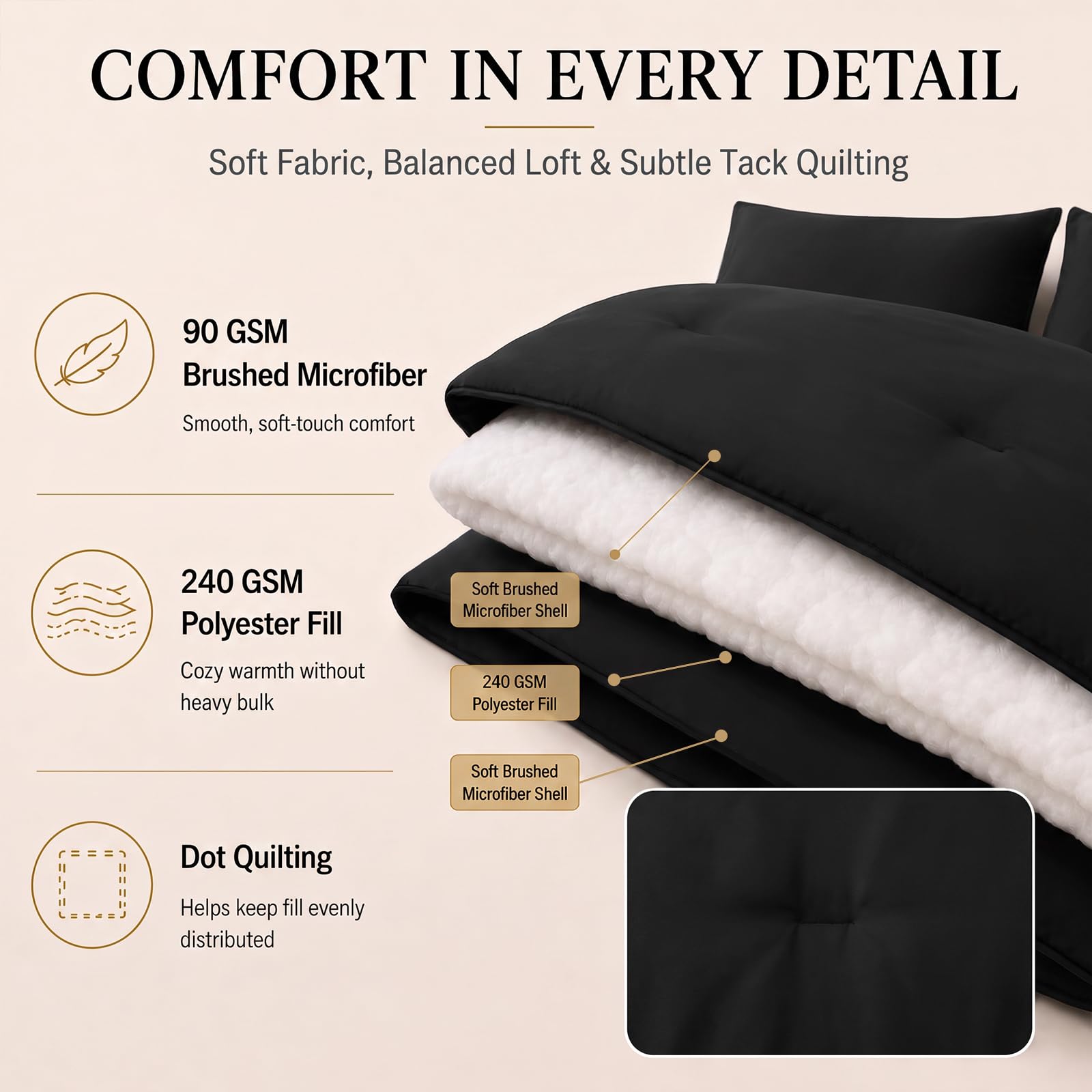 CozyLux microfibre gros plan révélant texture brossée douce pour la peau