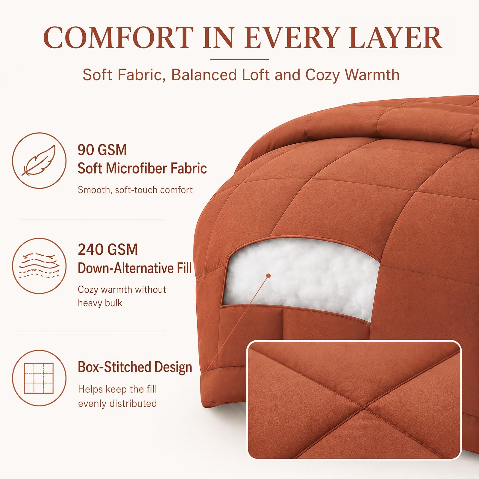 CozyLux texture du tissu douce et résistante pour confort durable