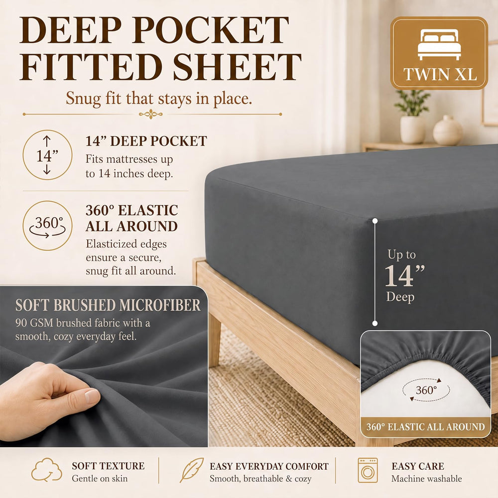 CozyLux drap-housse profondeur 14 pouces, maintien sûr sur matelas