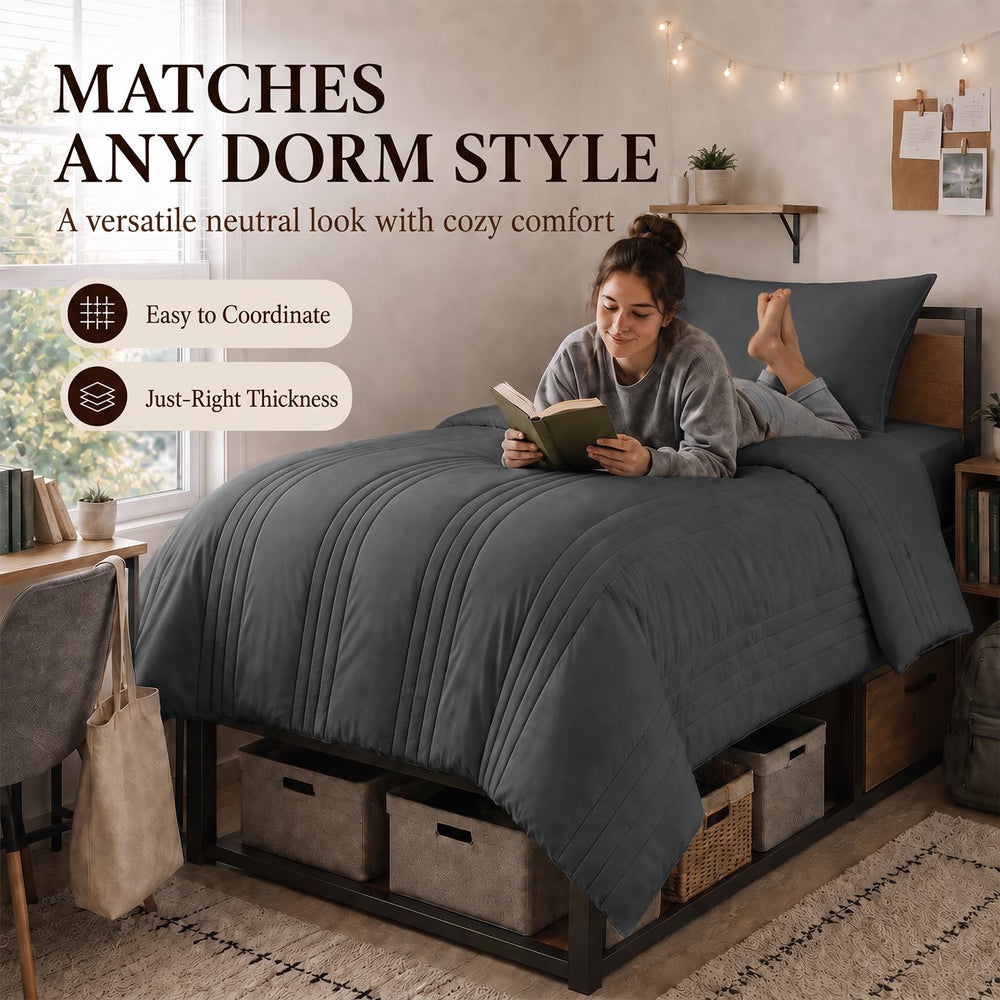 CozyLux lit Twin XL fait avec la parure, look moderne et gain de temps