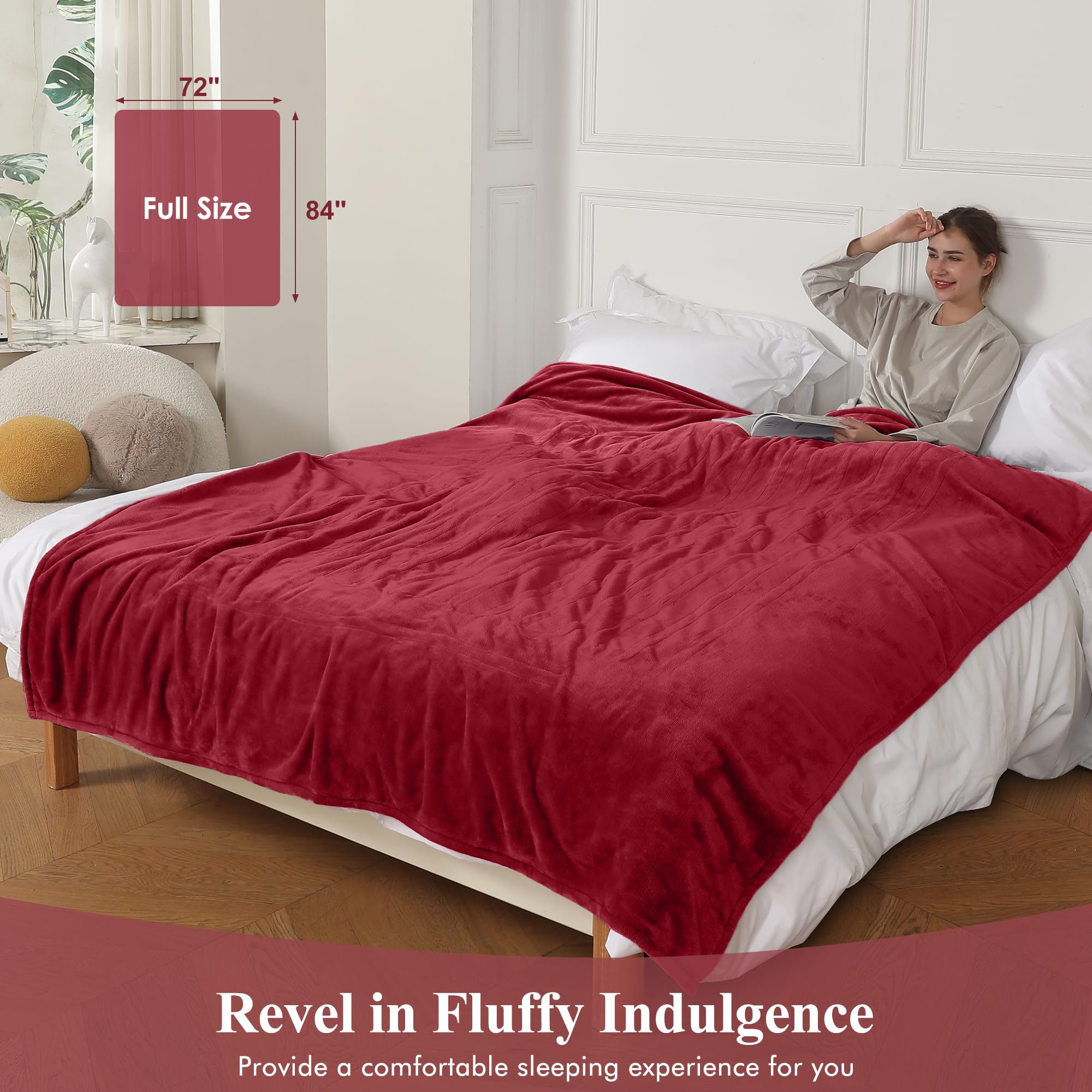 COZYTY couverture bourgogne posée sur lit donnant une allure chaleureuse
