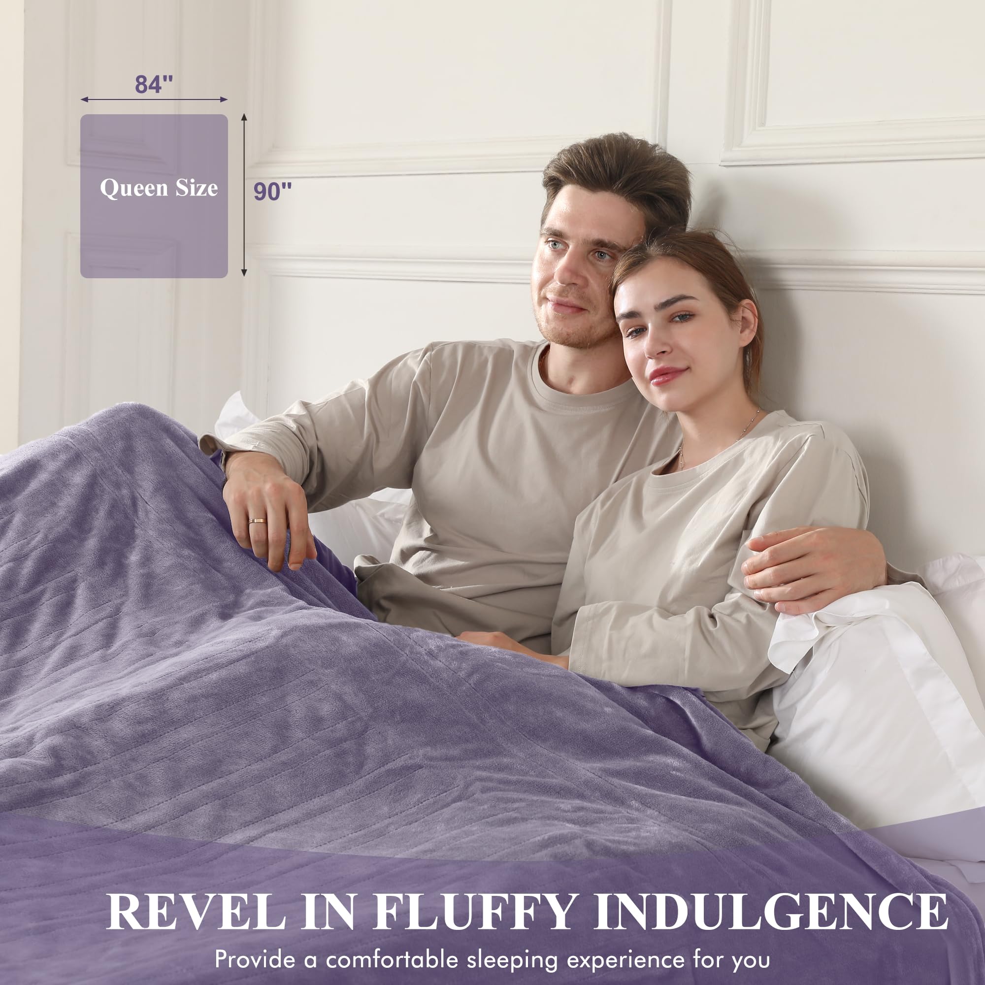 COZYTY couverture sur lit Queen démontrant couverture complète et esthétique