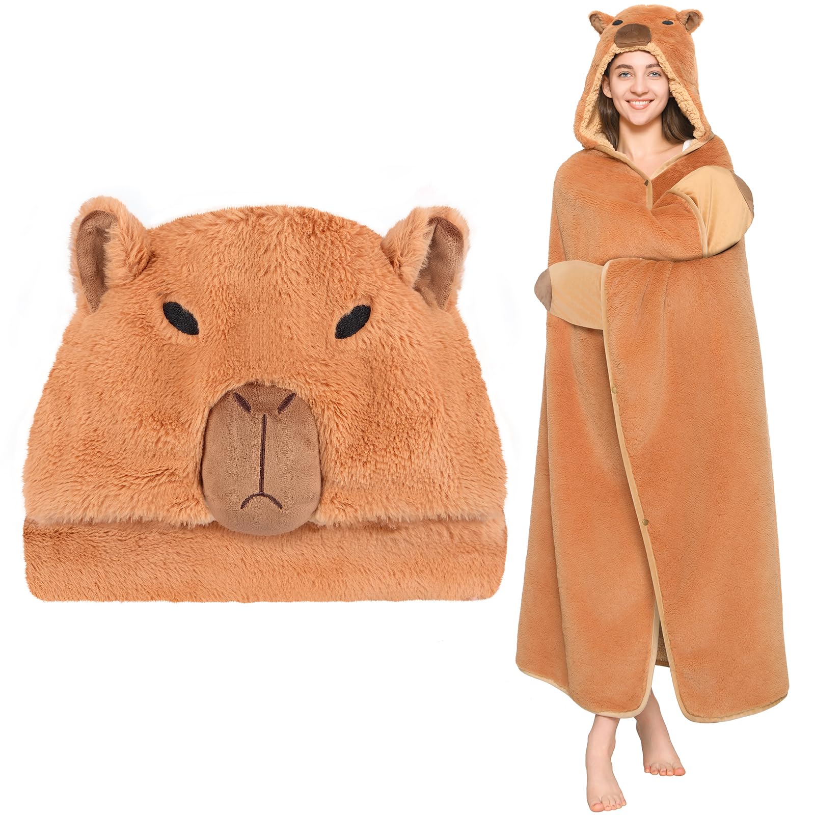 CozziPals capuche frontale montrant visage brodé et confort coquet