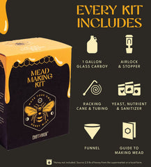 Kit Craft A Brew étalé montrant outils réutilisables et consommables inclus