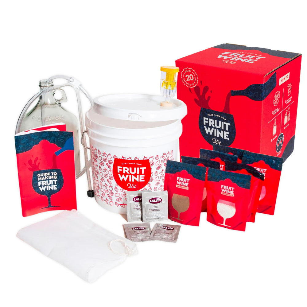 Craft A Brew packaging du kit de vin de fruit montrant contenu et praticité