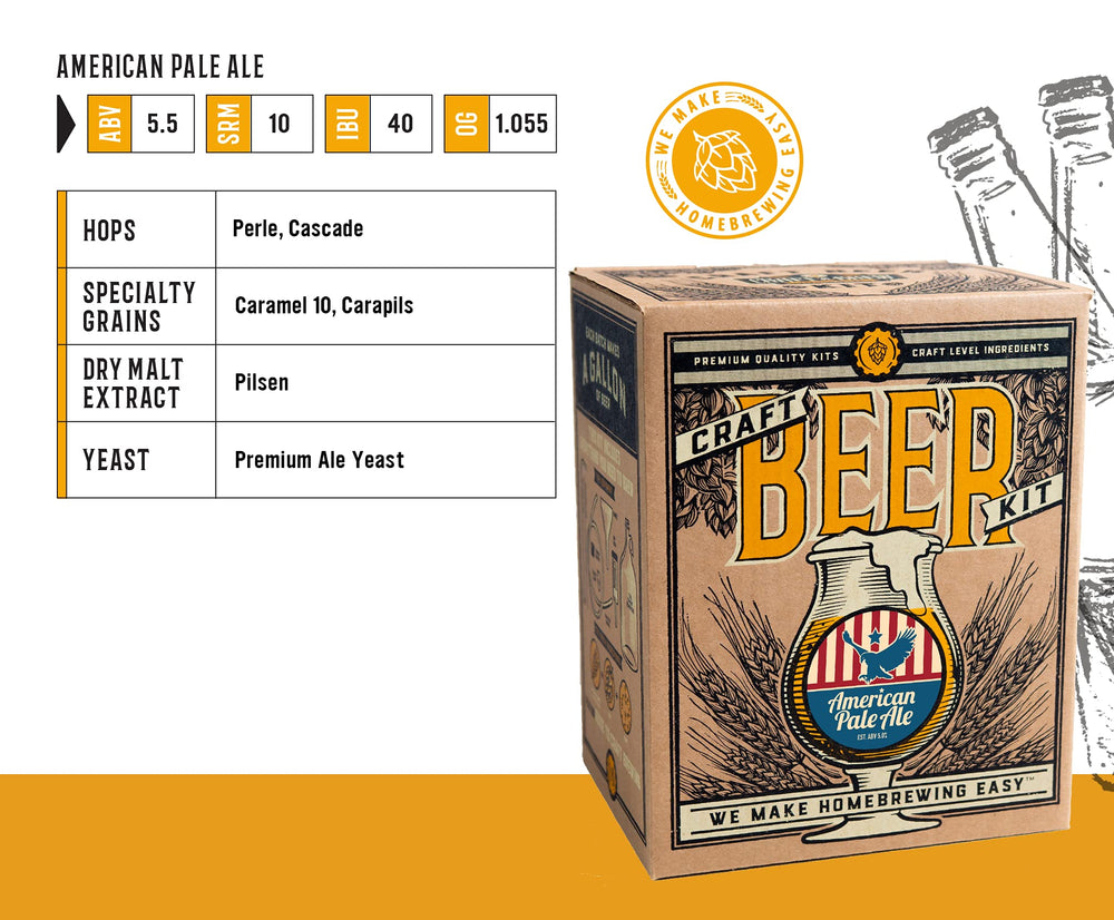 Craft A Brew sachet de recette Hefeweizen montrant ingrédients mesurés