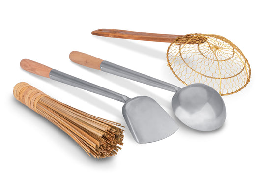 Craft Wok gros plan manche en bois ergonomique pour sécurité