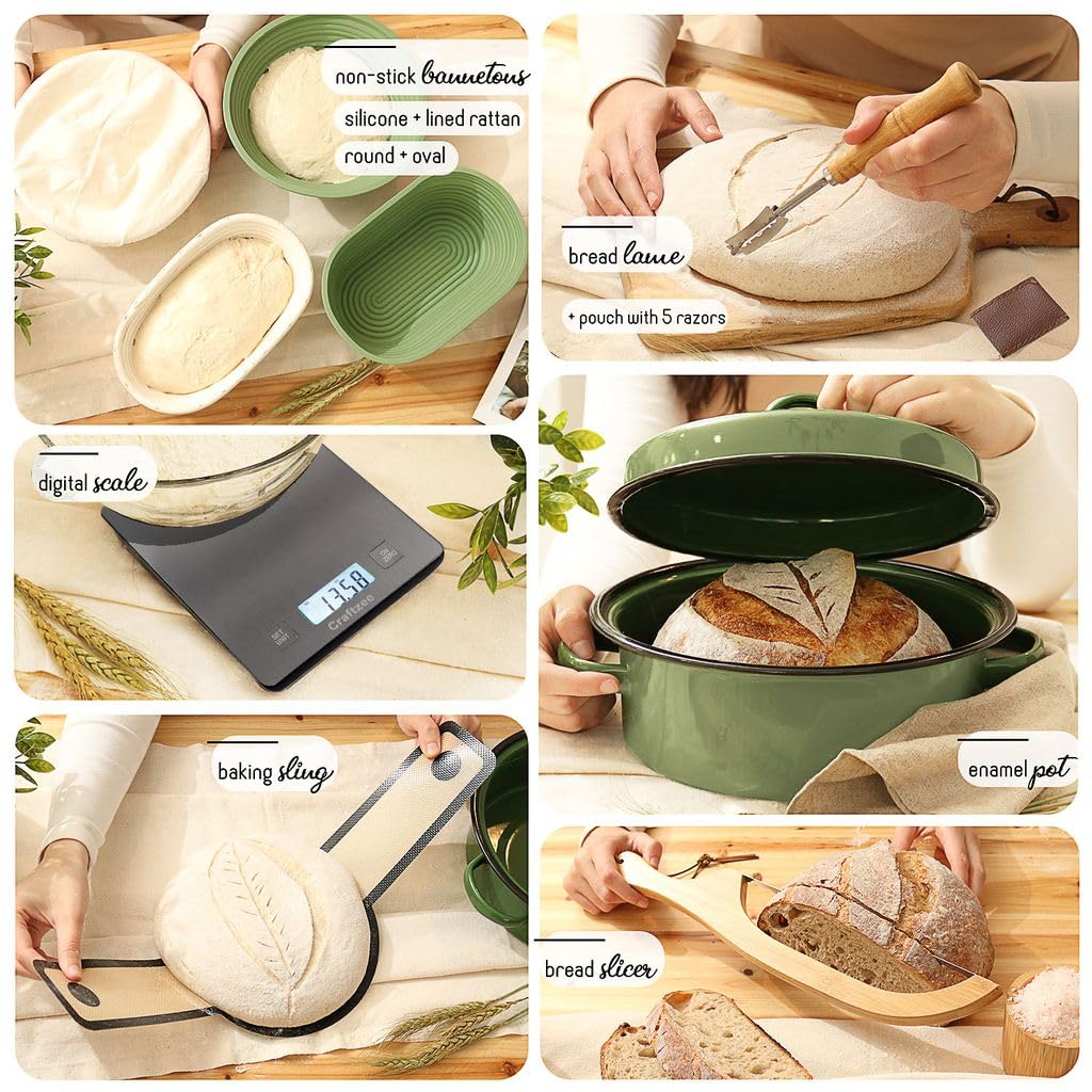 CraftZee marmite émaillée avec couvercle, cuisson uniforme et croûte croustillante