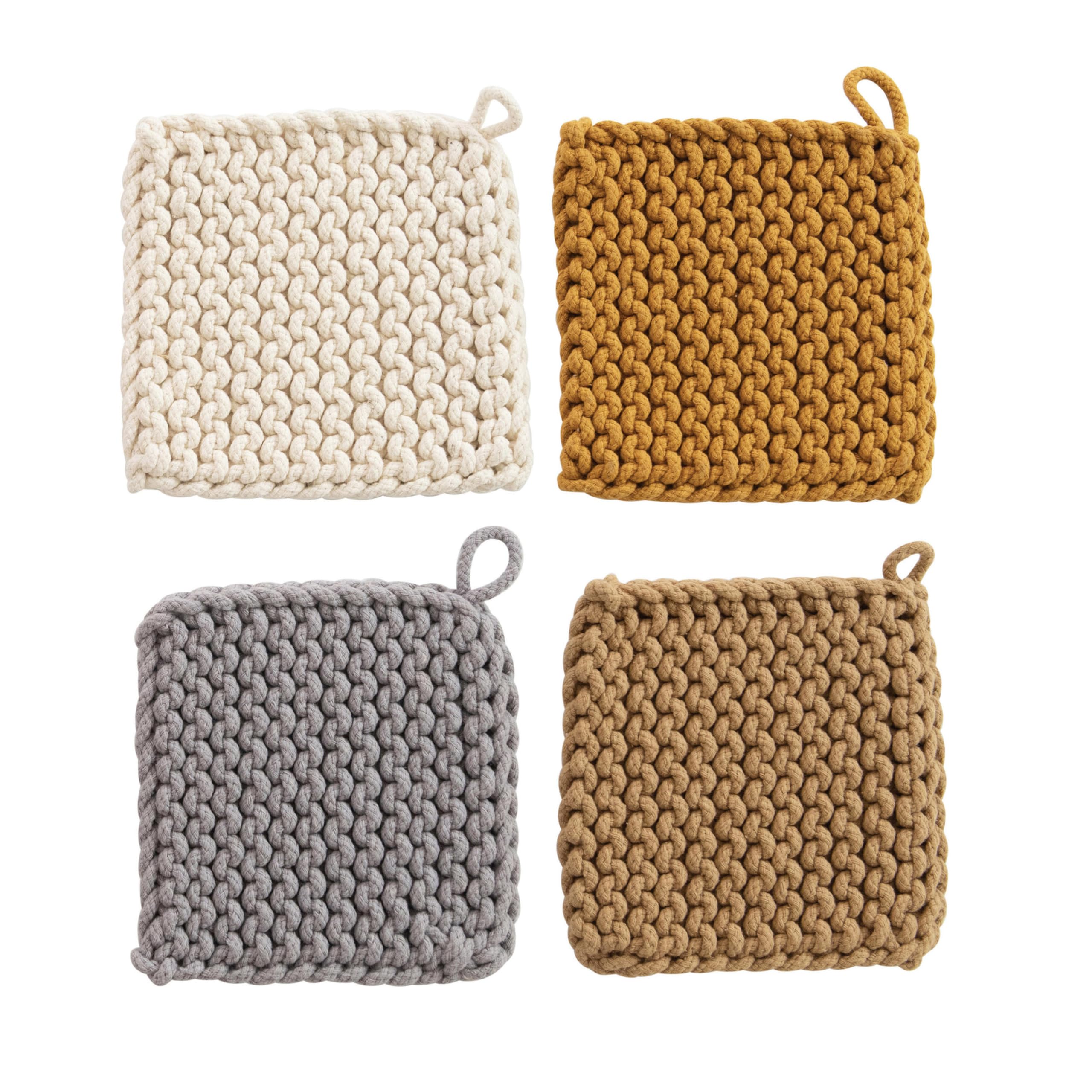 Creative Co-Op manique face visible en coton crocheté, protection pratique