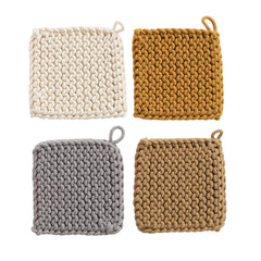 Creative Co-Op manique face visible en coton crocheté, protection pratique