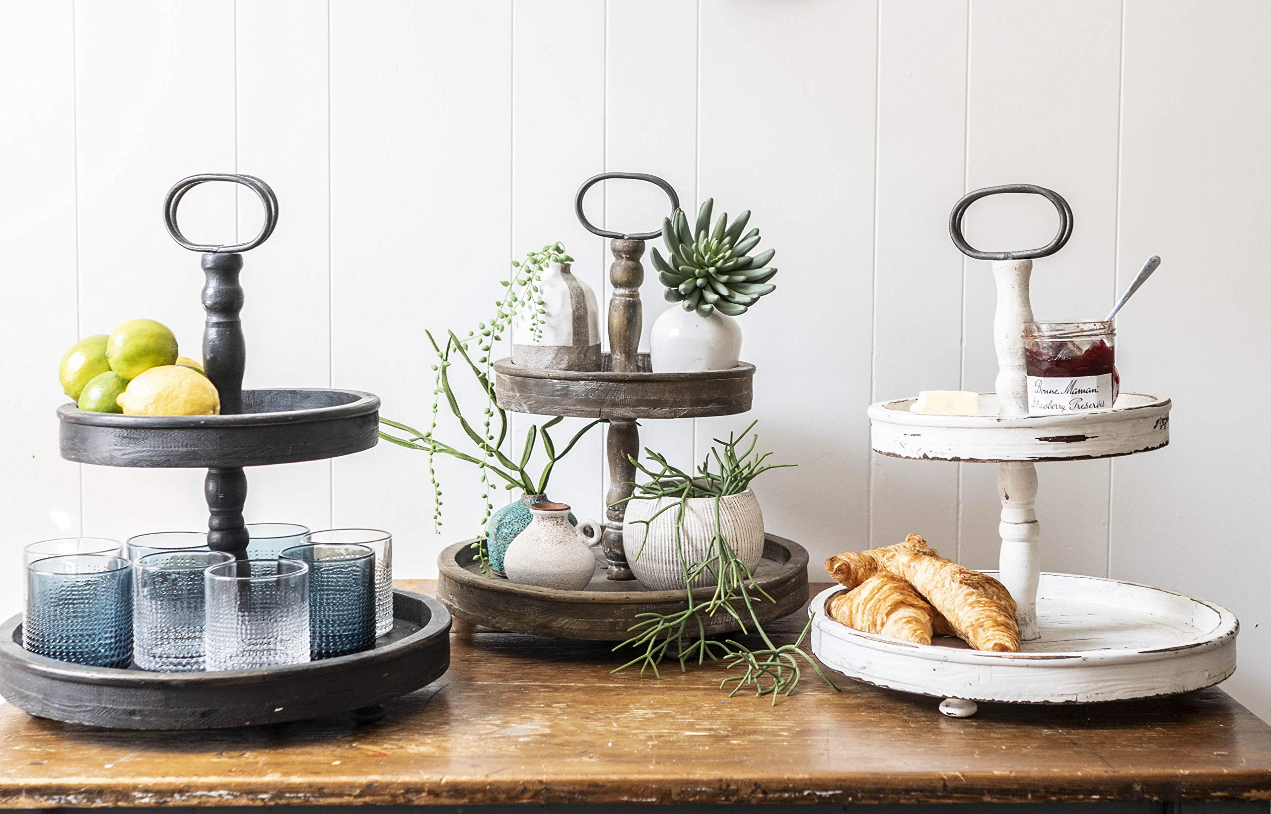 Creative Co-Op plateau supérieur garni de condiments pour service rapide
