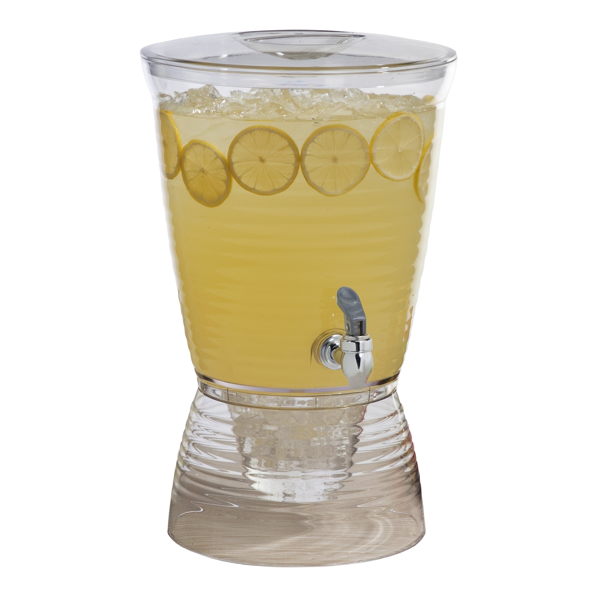 CreativeWare distributeur face avant transparent montrant la capacité 2,5 gal et l'aspect élégant