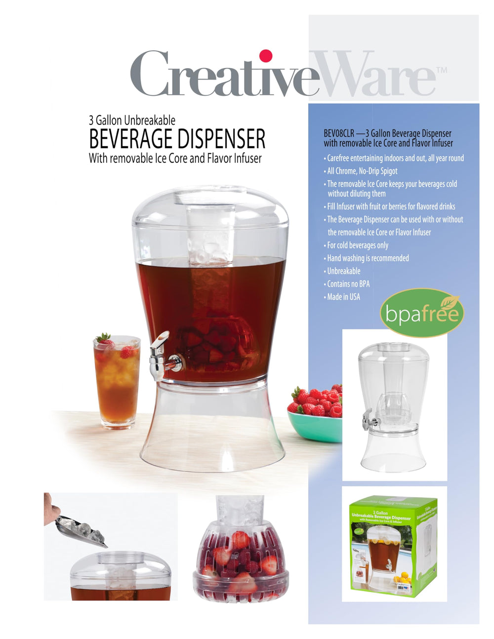 CreativeWare infuseur rempli de fruits ajoutant arômes naturels facilement