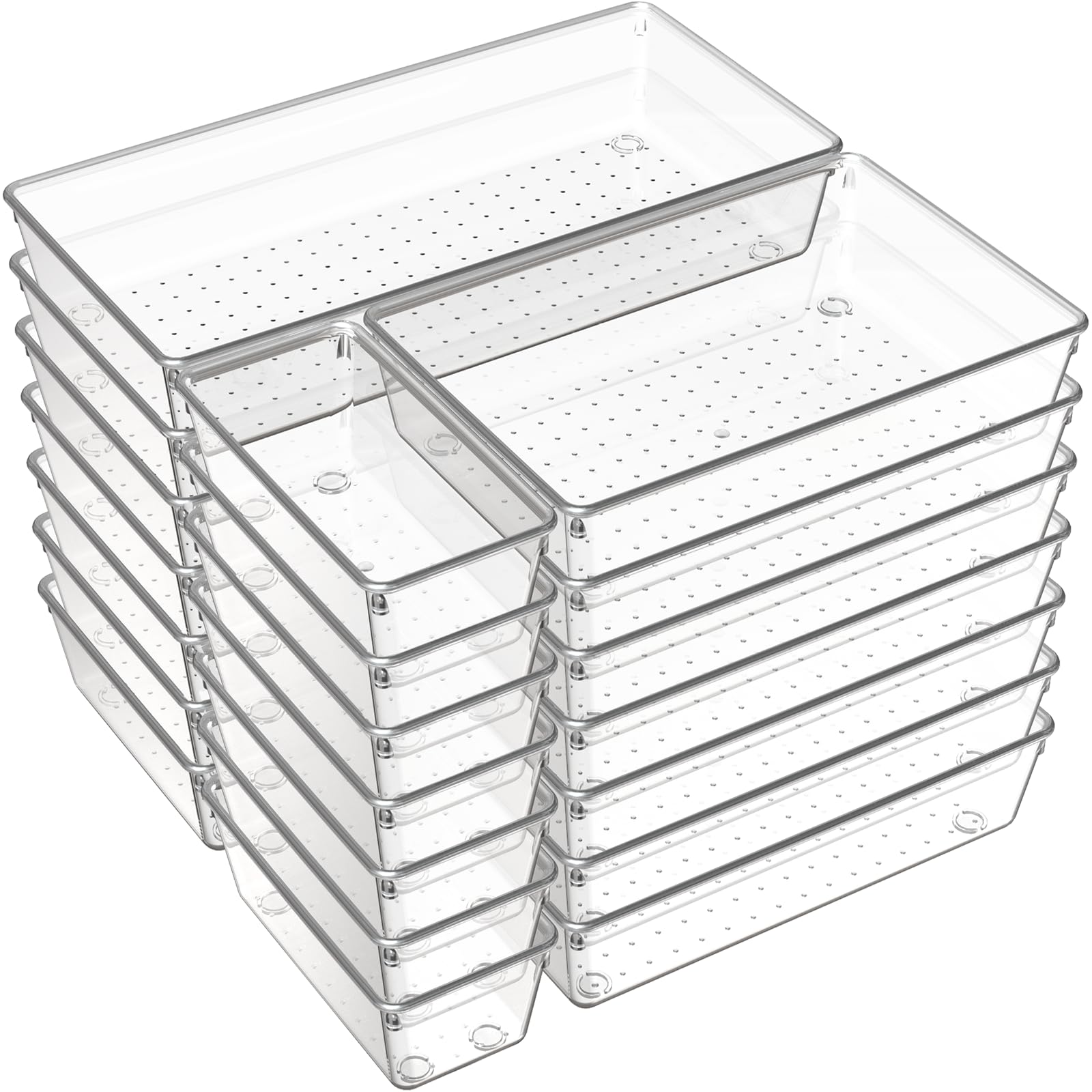 Criusia face avant de l’ensemble 21 pièces montrant bacs transparents et quantités, rangement immédiat