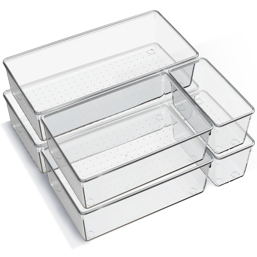 Criusia vue avant des plateaux transparents pour organisation rapide