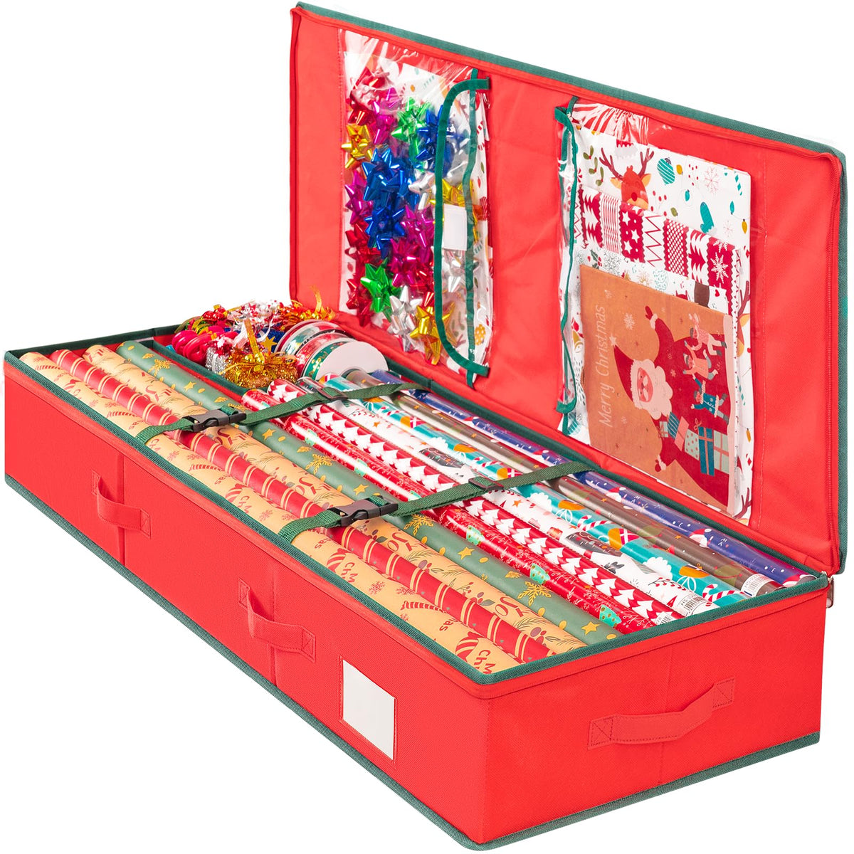 Criusia face avant housse rouge, rangement compact et esthétique