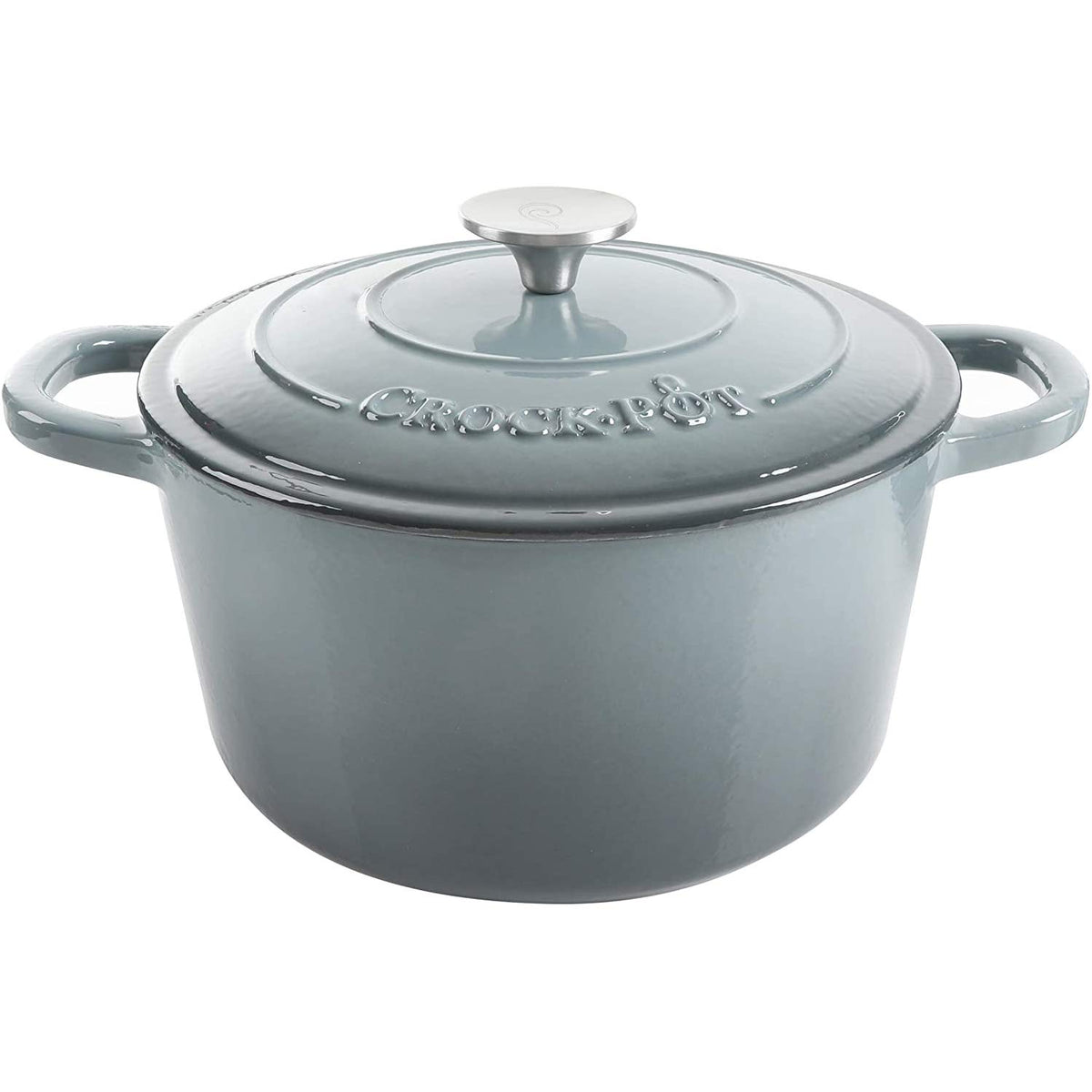 Crock-Pot cocotte face avant slate gray montrant design et capacité
