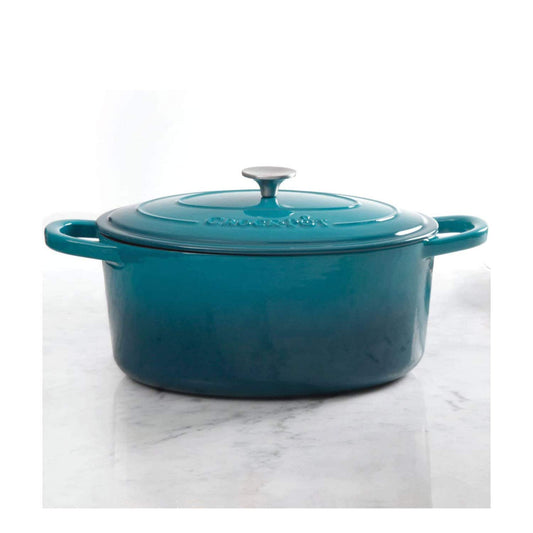Crock-Pot gros plan émail Teal Ombre montrant finition lisse et nettoyage facile