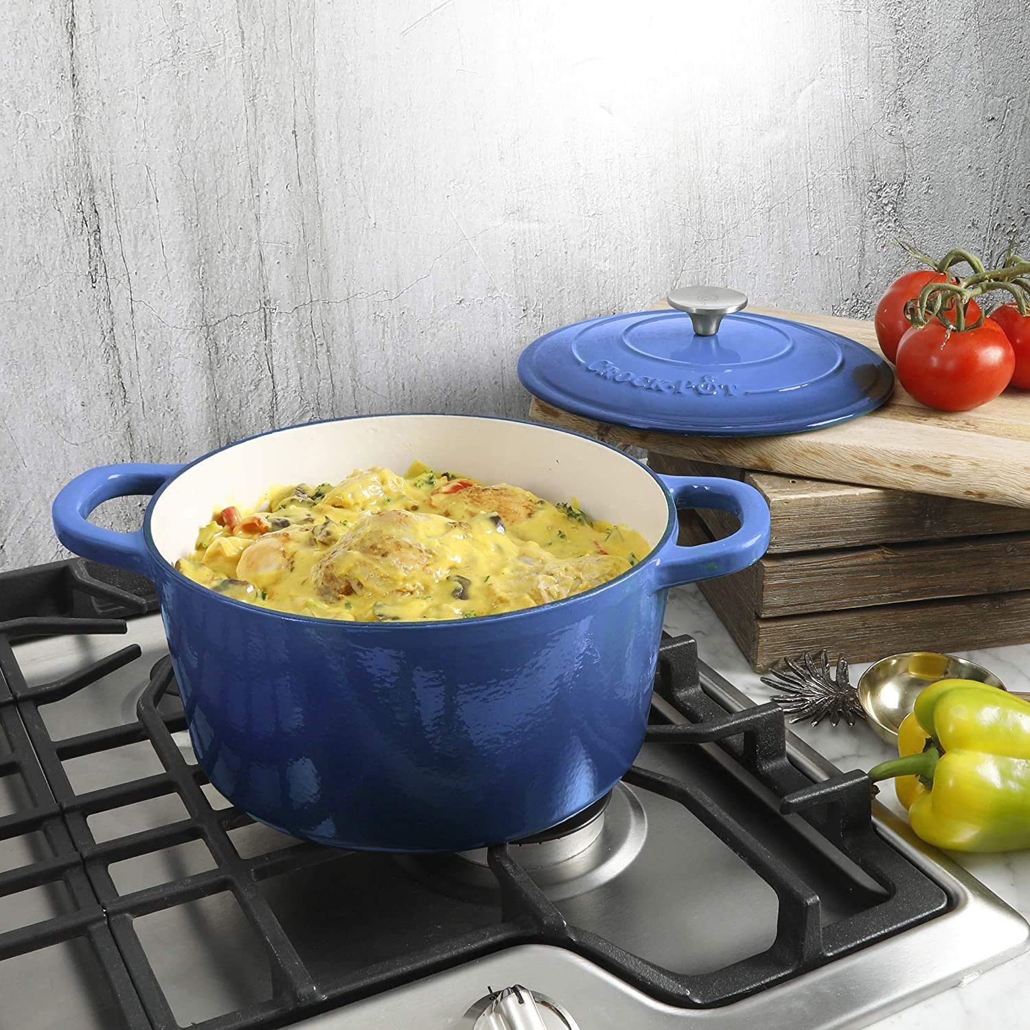 Crock-Pot comparaison taille avec assiette, capacité 5 pintes familiale