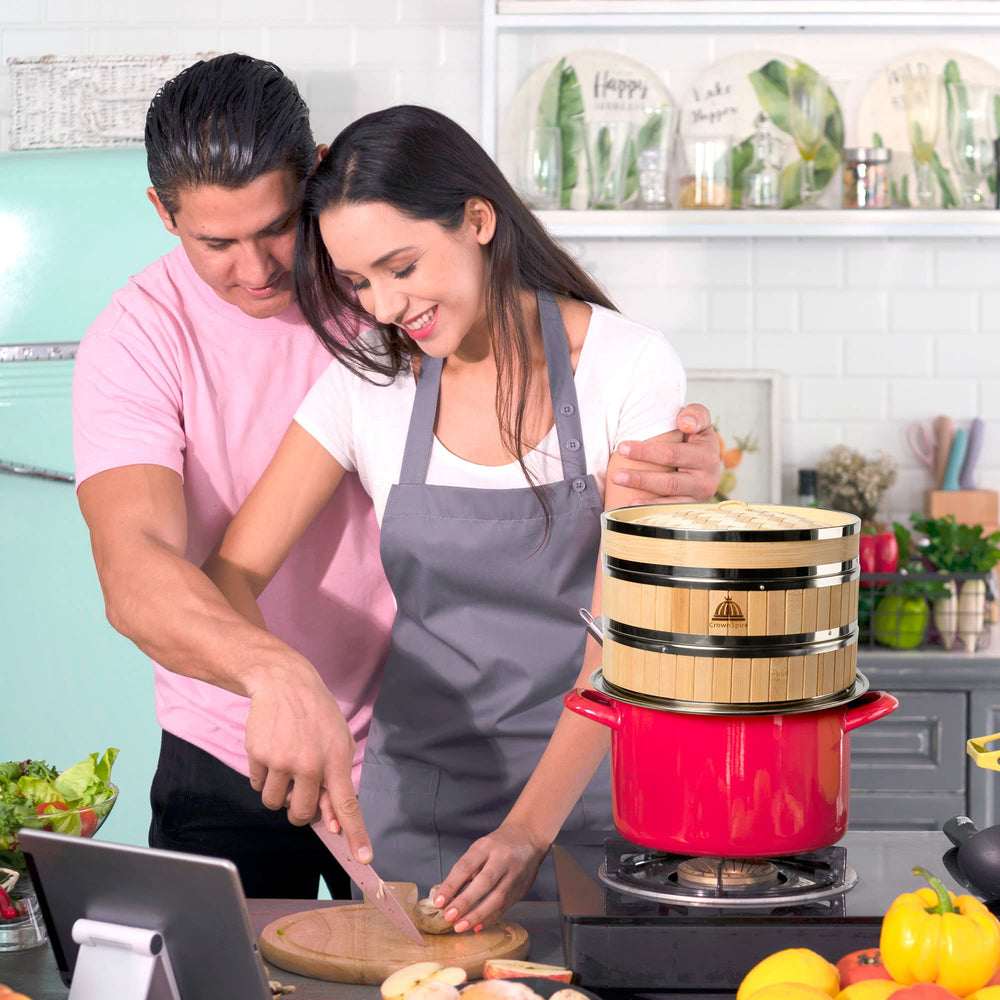 CrownSpire scène cuisine avec dim sum fini montrant résultat moelleux et appétissant