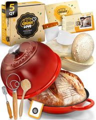 CRUSTLOVE cocotte face montrant finition émaillée et cuisson uniforme