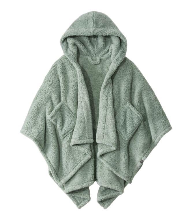 CUBRIDGE poncho face avant montrant coupe amples et style vert pour confort