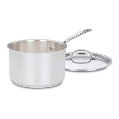 Cuisinart casserole 7194-20 vue avant avec couvercle montrant finition miroir et avantage esthétique