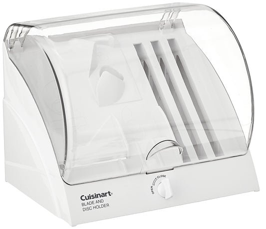 Cuisinart vue avant du porte-lames blanc, rangement sûr et compact