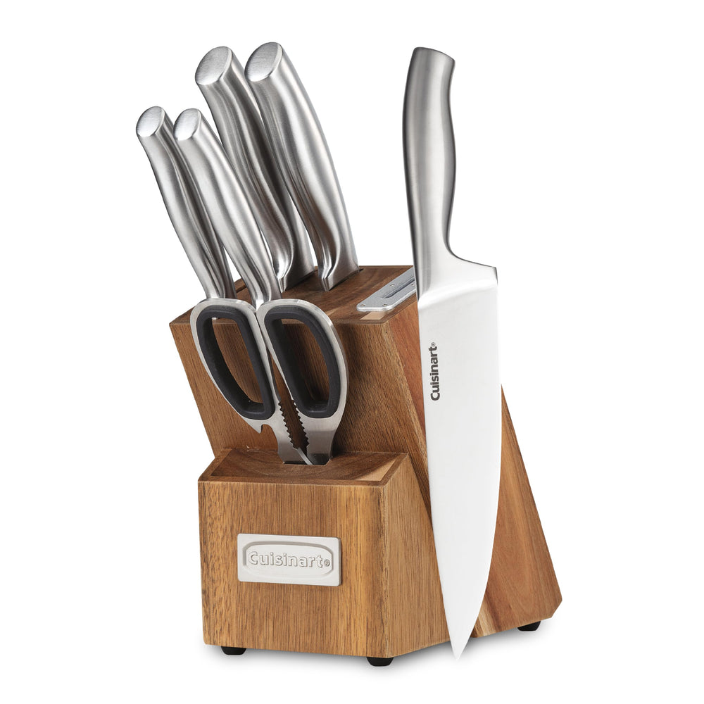 Cuisinart bloc acacia devant montrant rangement et esthétique pratique
