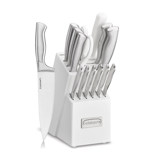 Cuisinart bloc avant avec tous les couteaux bien rangés et gain de place