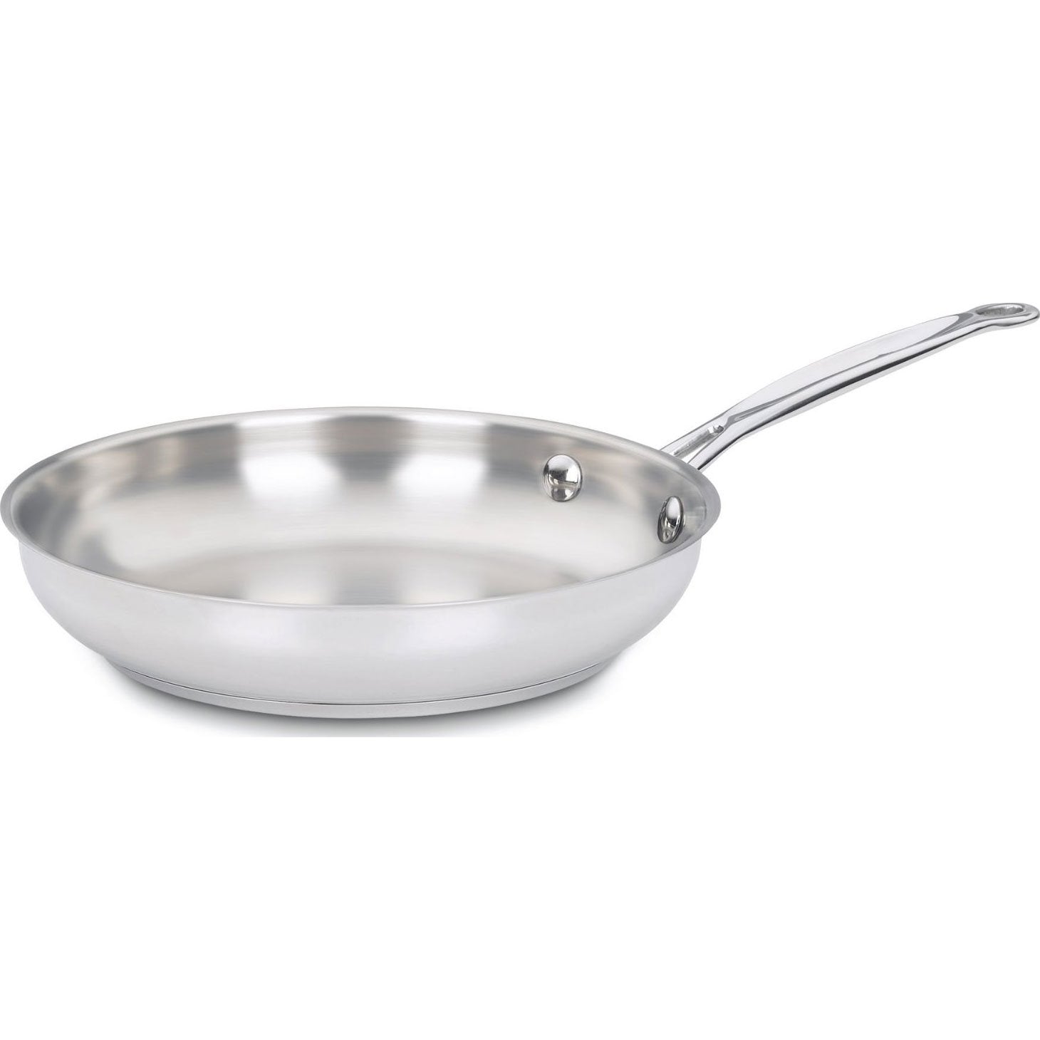 Cuisinart poêle 9" vue avant montrant l'inox et une répartition homogène de la chaleur