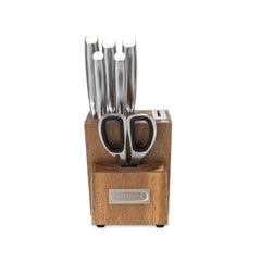 Cuisinart lame du couteau de chef gros plan affichant précision de coupe